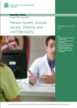 Patient health records: Access, sharing and confidentiality: (Briefing Paper Number 07103)
